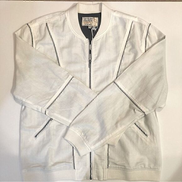 NWT Sandrine Rose x Free People Zip Bomber Jacket in Dust White Size M - Picture 2 of 11